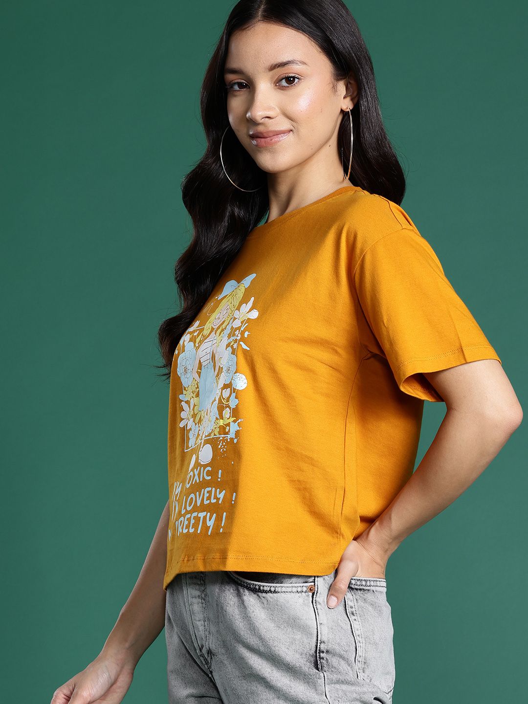 DressBerry Printed Drop-Shoulder Sleeves Pure Cotton T-shirt