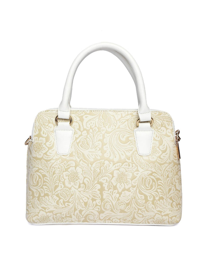 Lino Perros Off-White & Beige Printed Handheld Bag