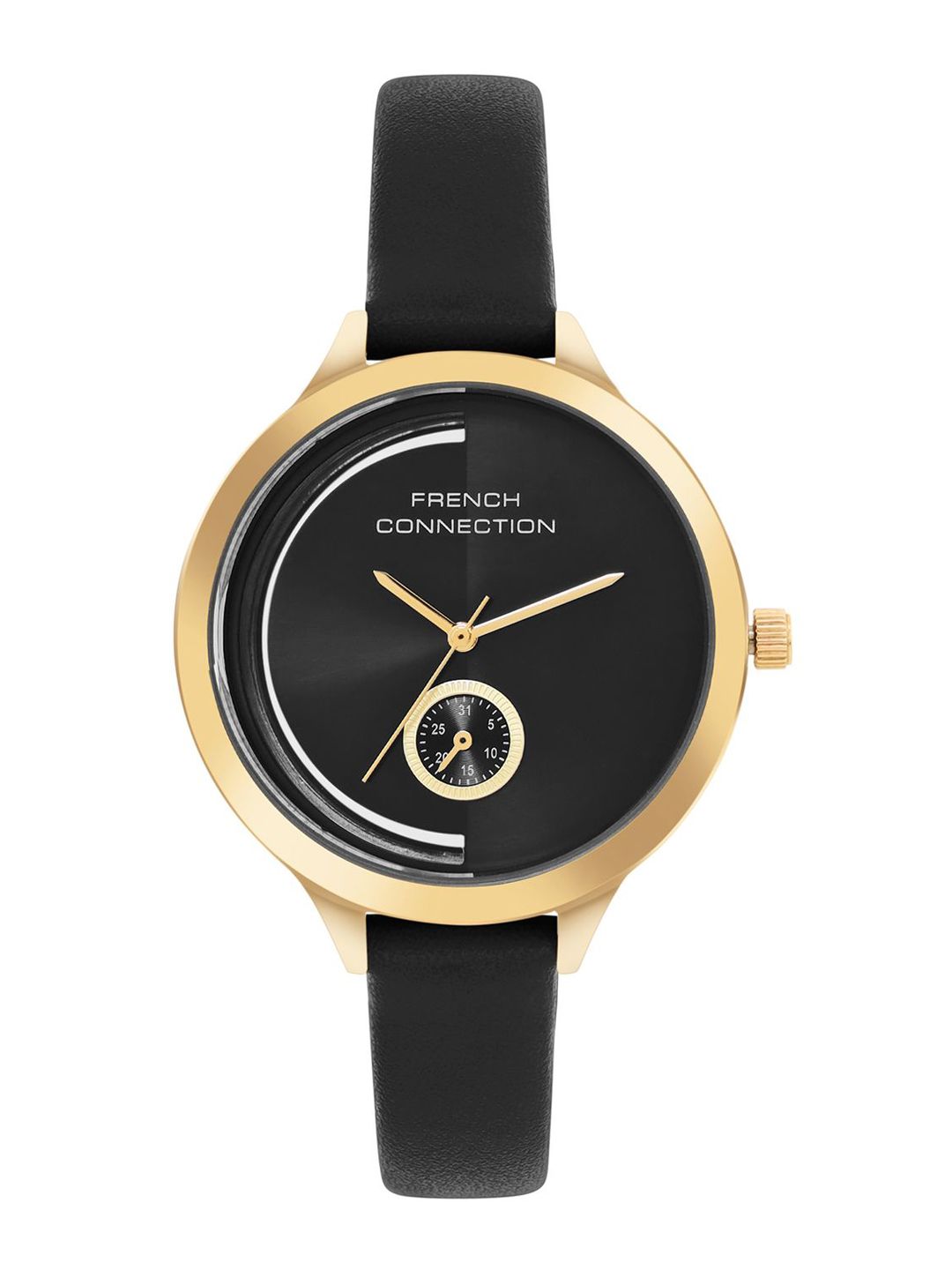 Sambungan Perancis Wanita Dial & Tali Kulit Analog Watch FCB12BL