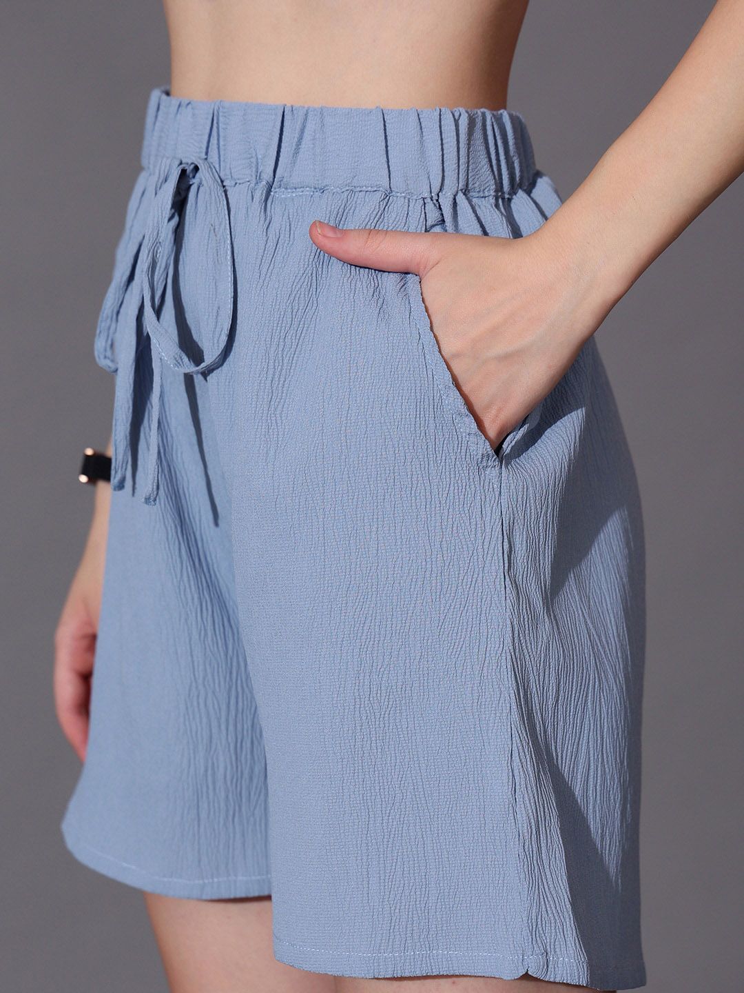 STREET 9 Self Design Shirt Collar Neck Shirt With Shorts Co-Ords
