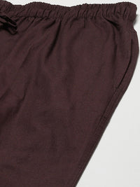 See Designs Men Brown Solid Cotton Pyjama