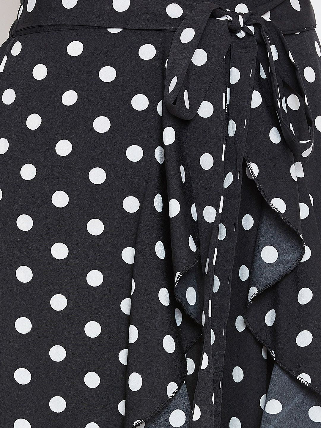 Berrylush Women Black & White Printed Flared Maxi Skirt
