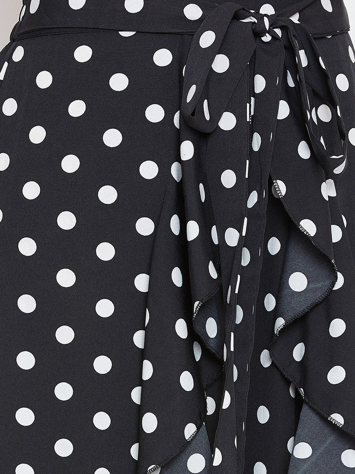 Berrylush Women Black & White Printed Flared Maxi Skirt