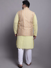 SOJANYA PLUS Ethnic Motifs Embroidered Kurta With Pyjamas & Nehru Jacket