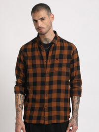 THE BEAR HOUSE Slim Fit Buffalo Checked Flannel Casual Pure Cotton Shirt