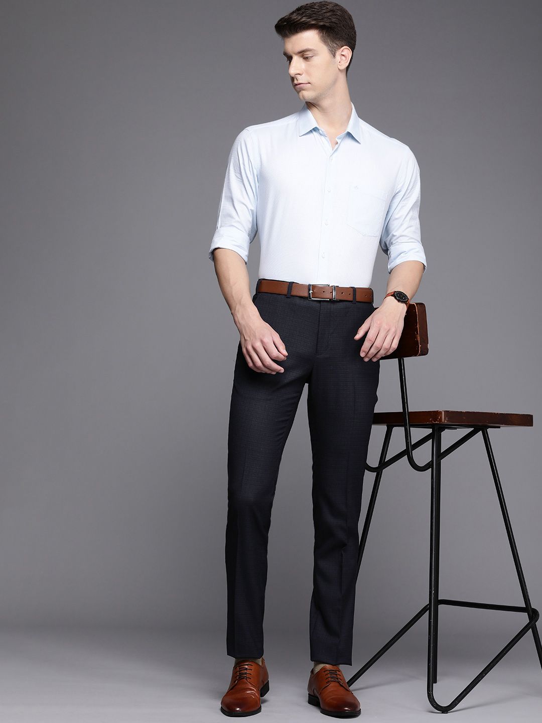 Raymond Men Checked Slim Fit Formal Trousers