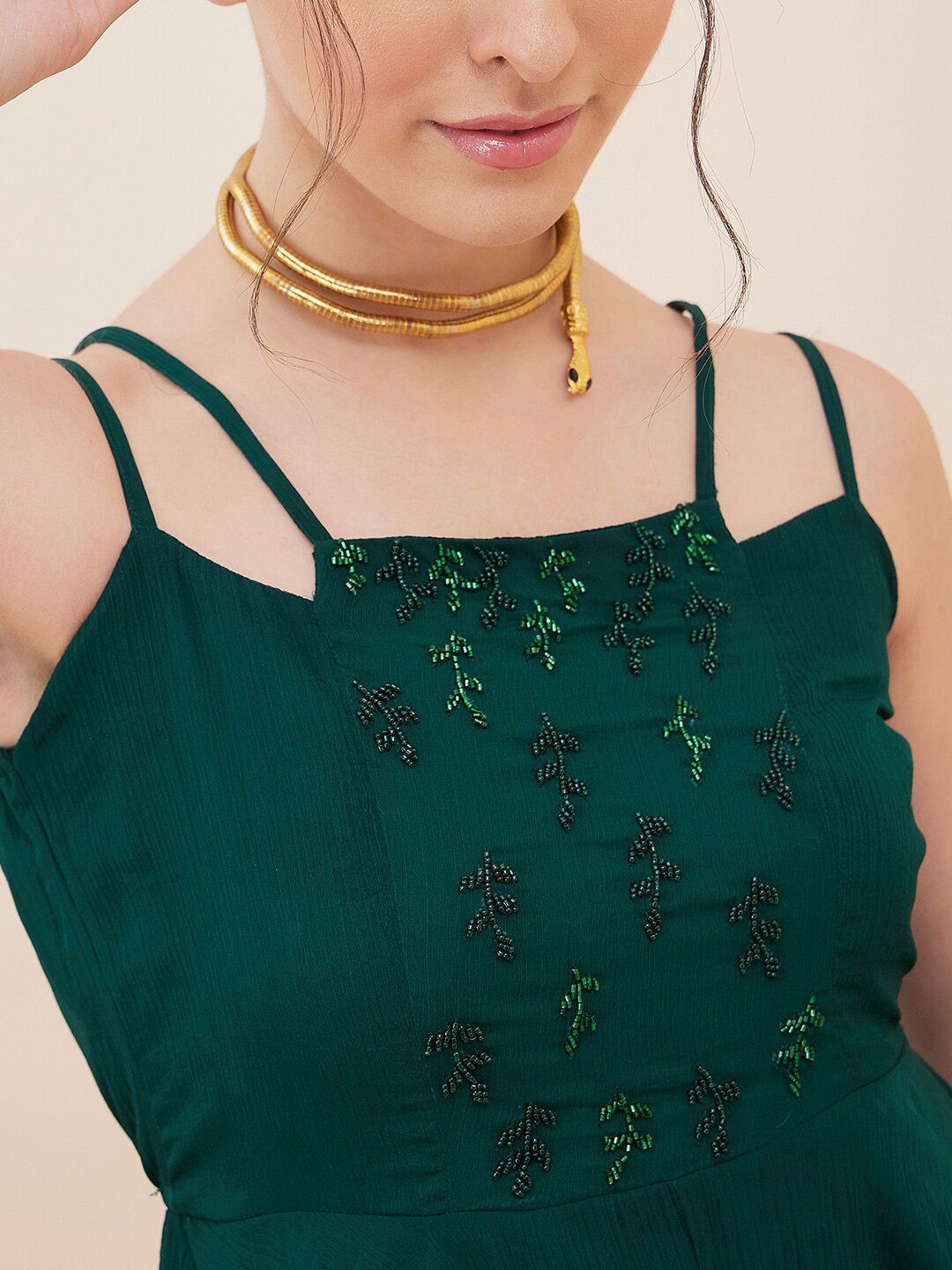 Antheaa Embellished Fit & Flare Dress