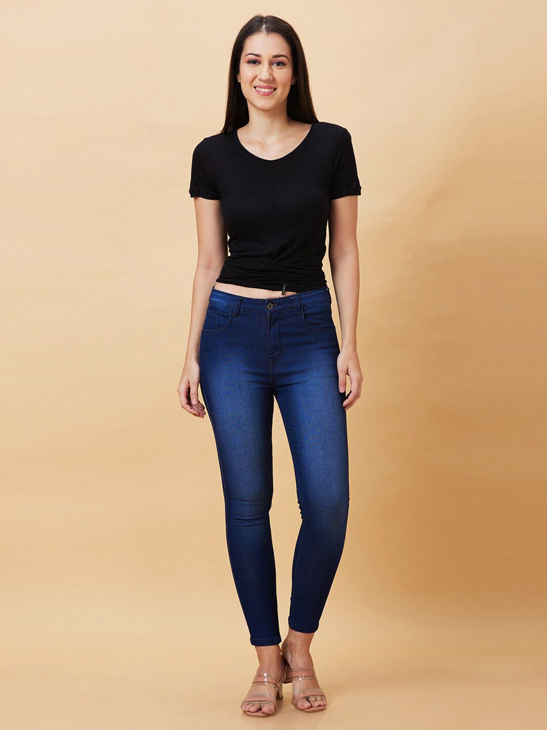 Being Human Waist Tie-Up Detailed Fitted Crop Tshirts