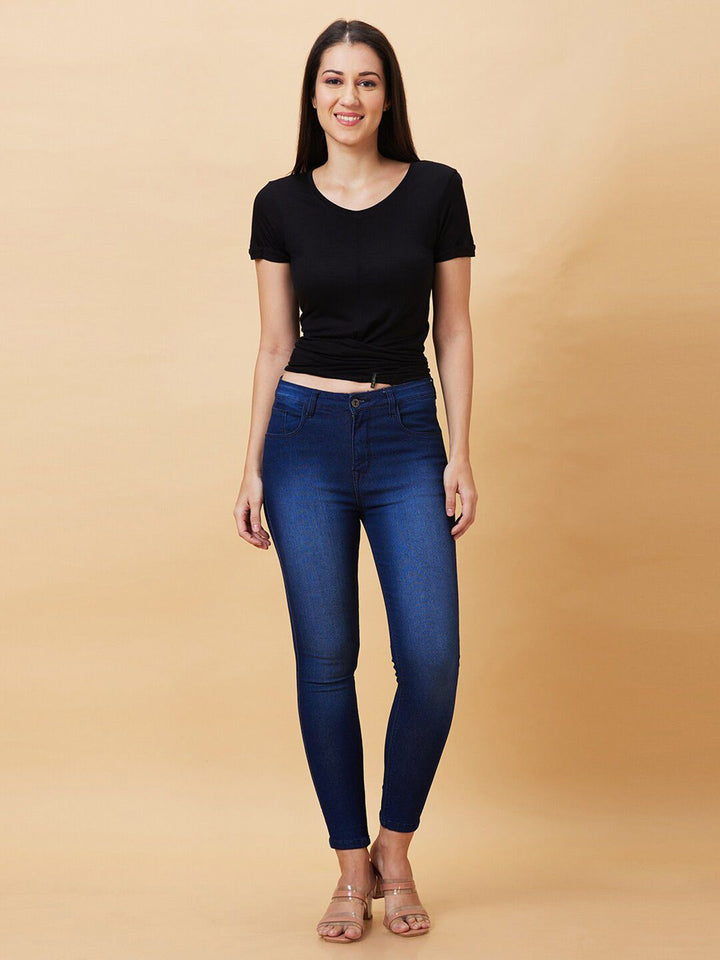 Being Human Waist Tie-Up Detailed Fitted Crop Tshirts