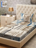 KLOTTHE Blue & Grey Abstract Printed 300 TC Single Bedsheet & Pillow Covers