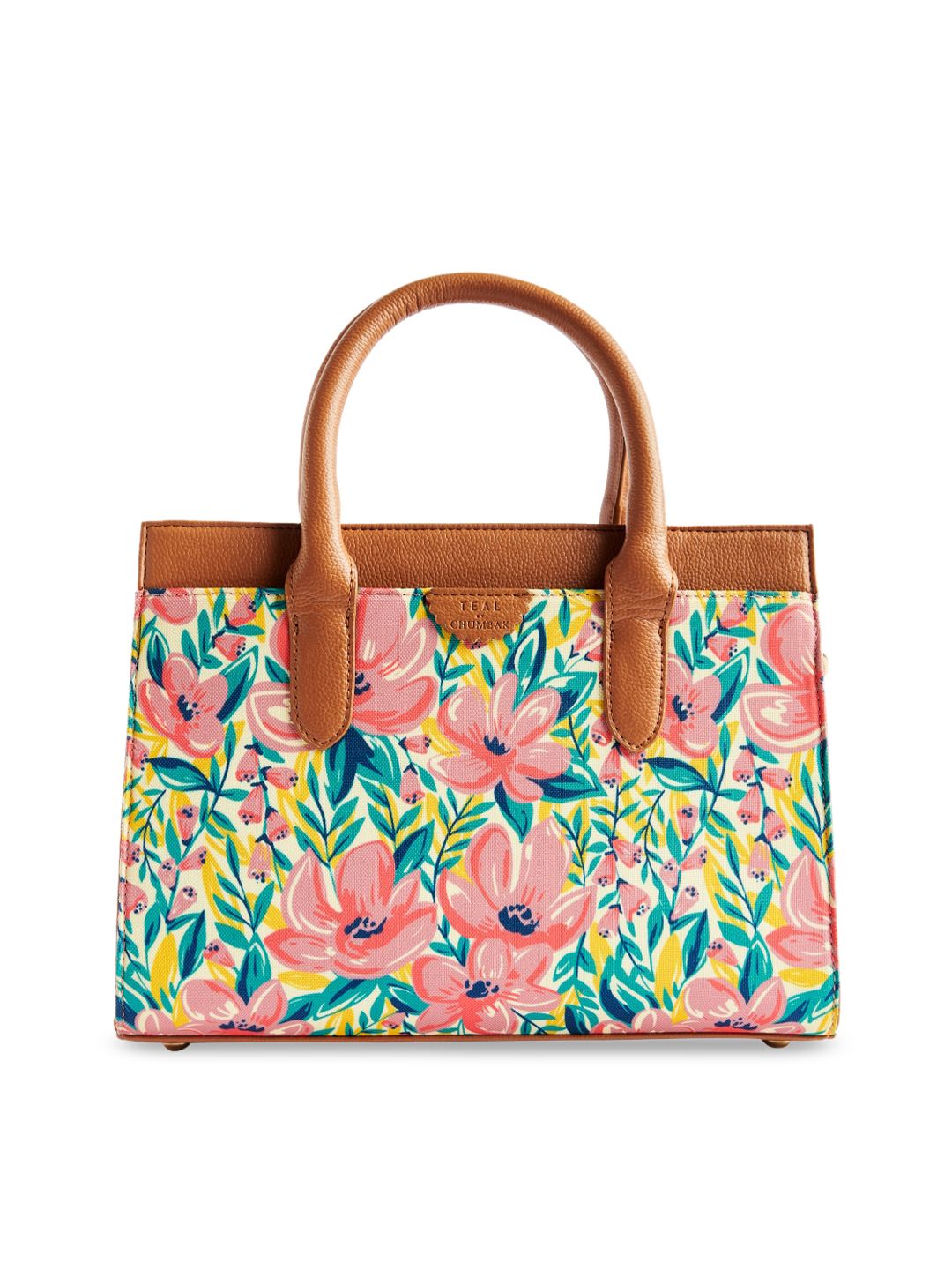 TEAL BY CHUMBAK Floral Printed Oversized Structured Handheld Bag