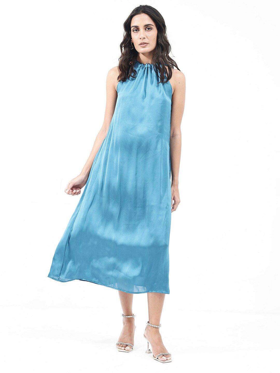 RAREISM High Neck Sleeveless A-Line Maxi Dress