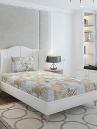 Monte Carlo Beige &amp; Grey Geometric Printed Cotton 104 TC Single Cadar Set-2.24mx 1.52m