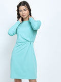 Tokyo Talkies Women Turquoise Blue Solid Sheath Dress