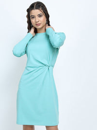 Tokyo Talkies Women Turquoise Blue Solid Sheath Dress