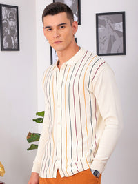 The Indian Garage Co Men Relaxed Fit Striped Flat Knit Polo Resortwear Shirt