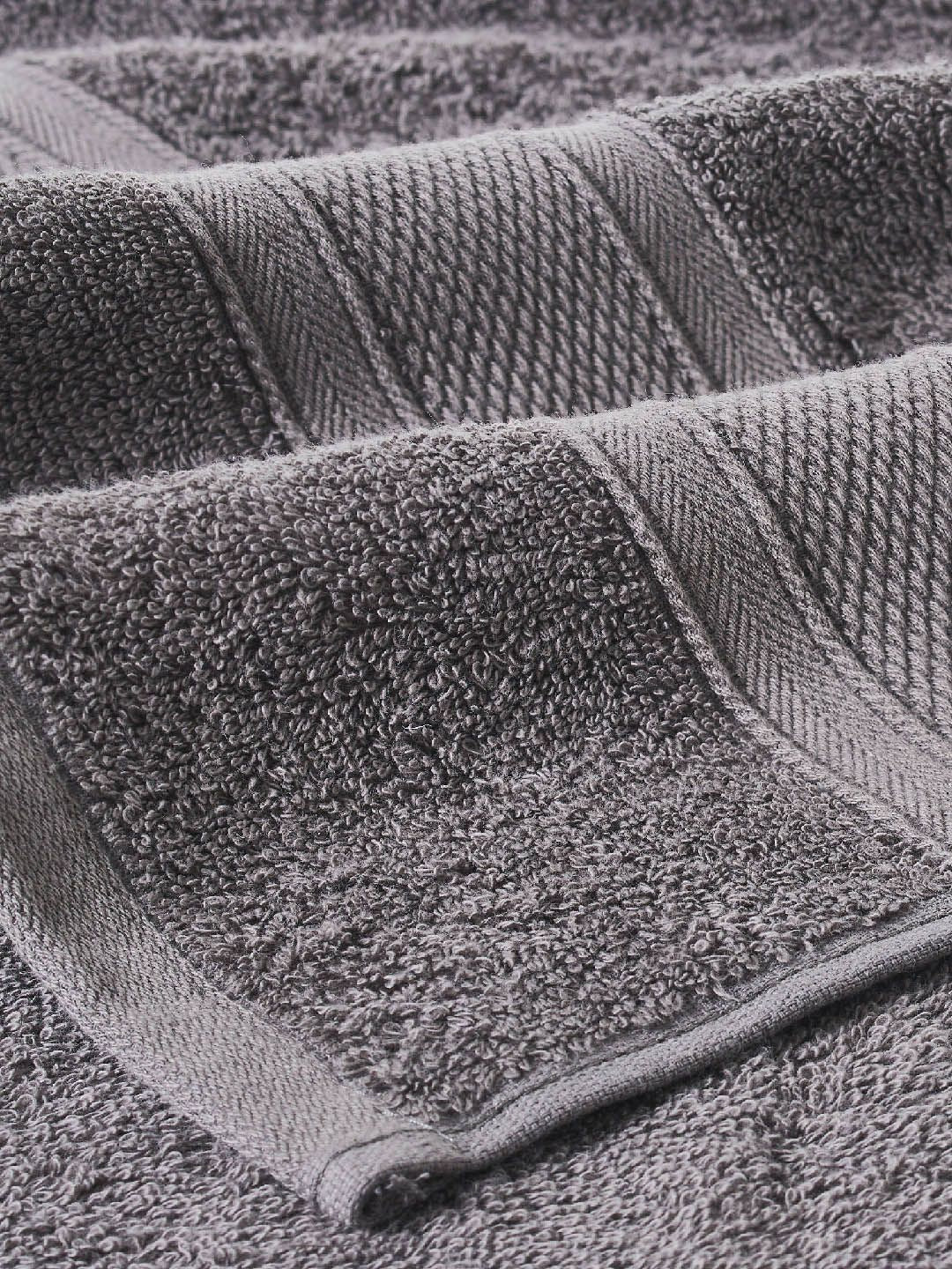 MYTRIDENT Charcoal Grey 500 GSM Set of 12 Cotton Face Towels