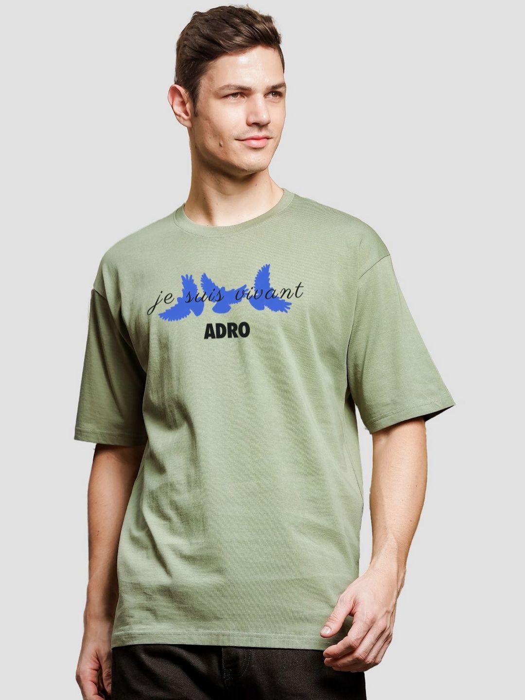 ADRO Men Typography Printed Raw Edge T-shirt