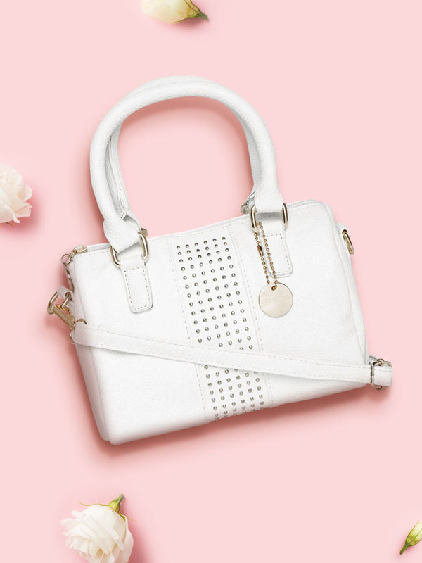 Lino Perros White Handheld Bag with Detachable Sling Strap