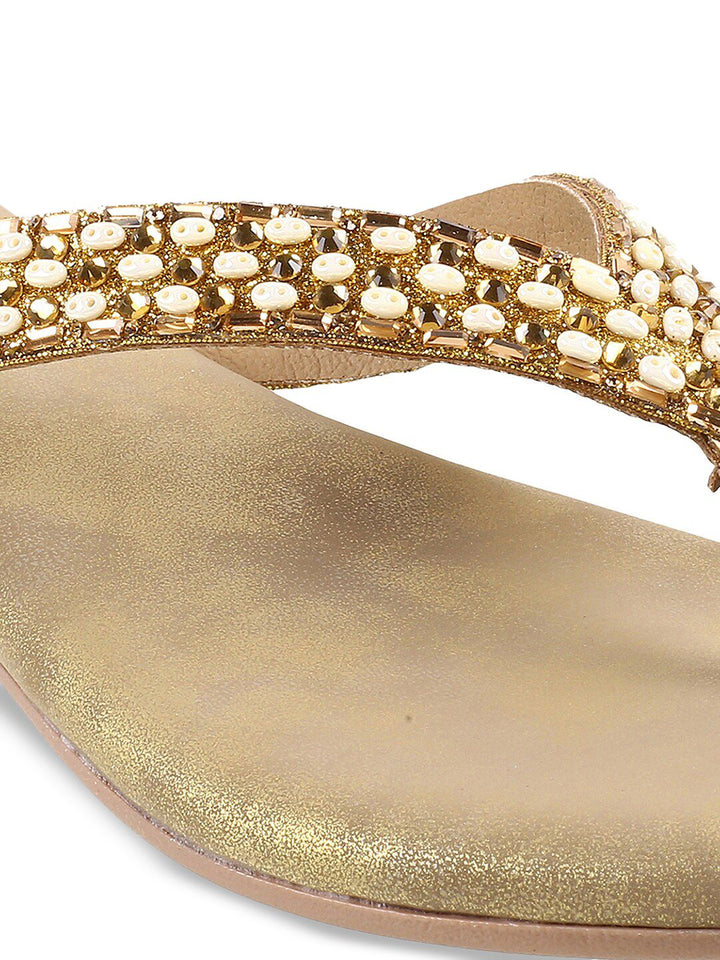Mochi Embellished Open Toe Flats