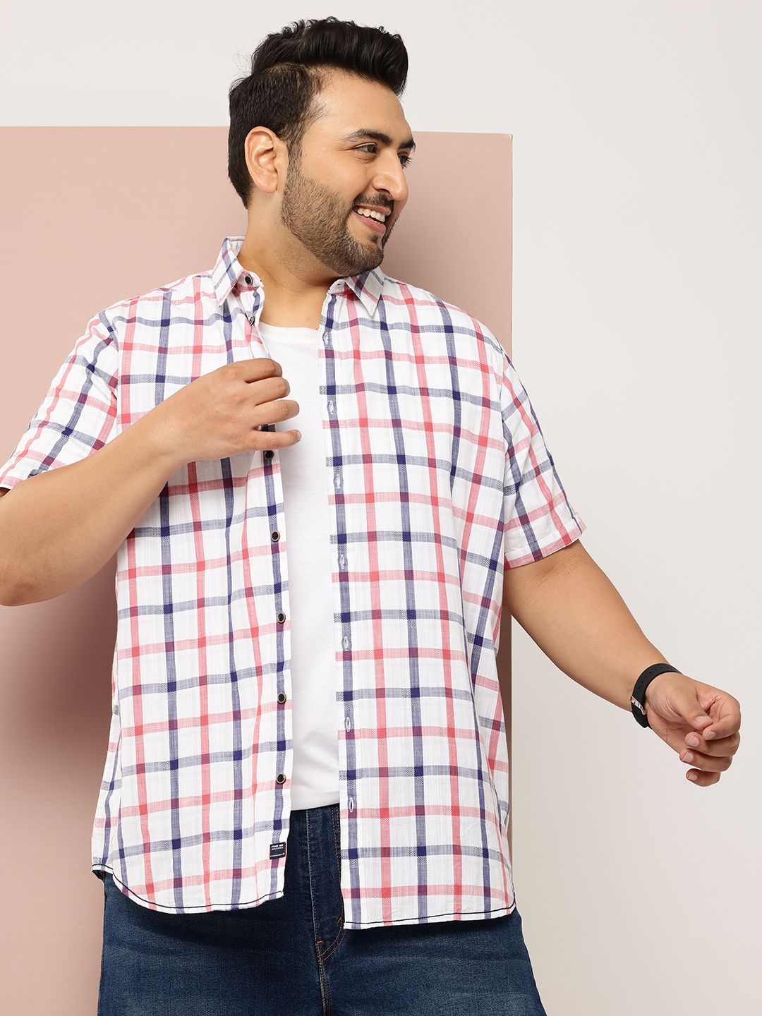 Thomas Scott Men Plus Size Premium Checked Casual Shirt