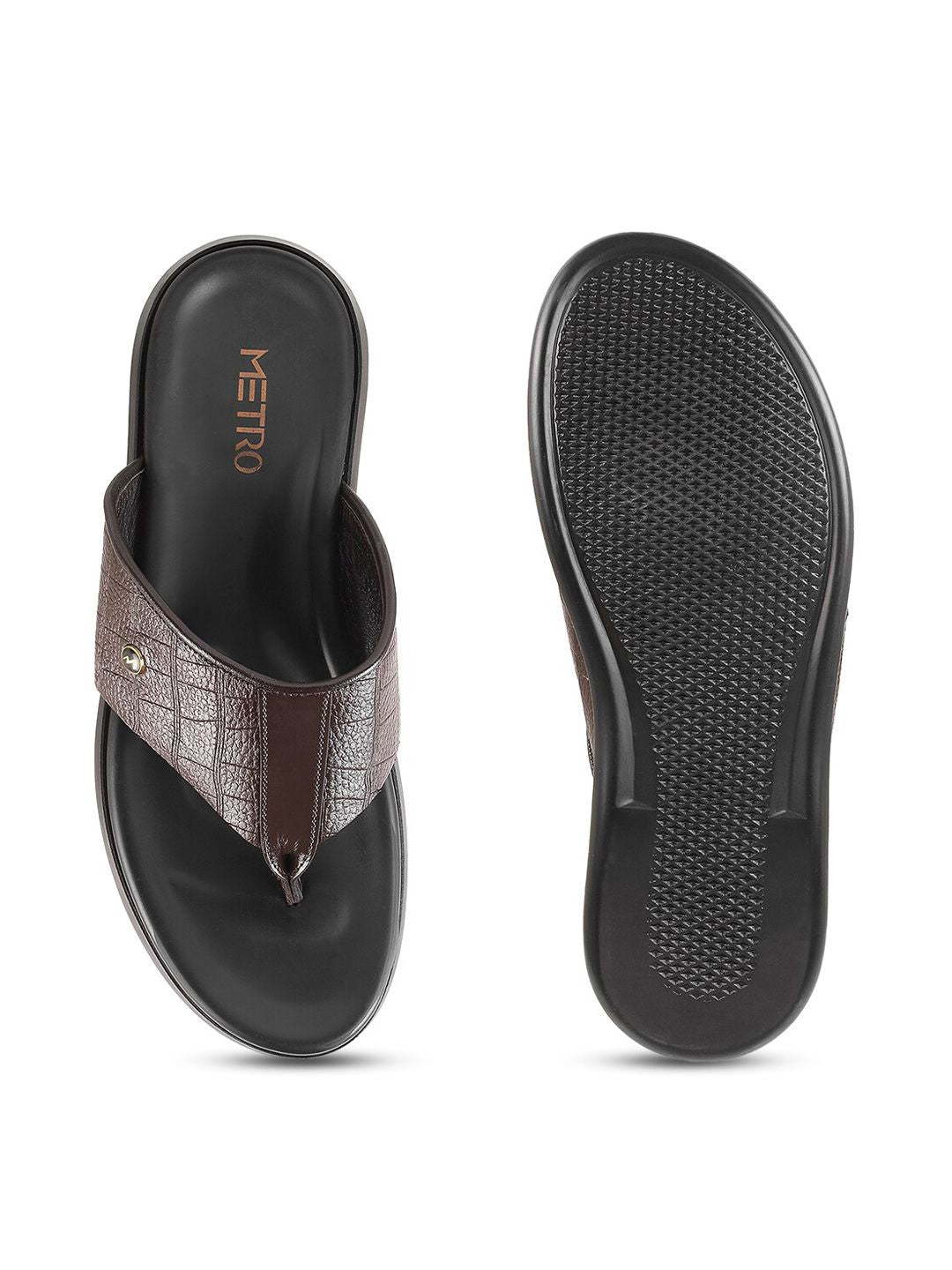 Metro Men Textured Leather Comfort Sandals