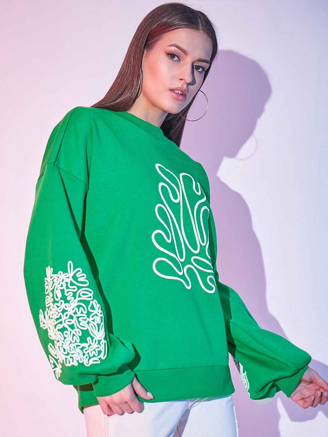 STREET 9 Graphic Printed Pure Cotton Fleece Pullover