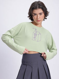 DressBerry Printed Boxy Crop Sweatshirt