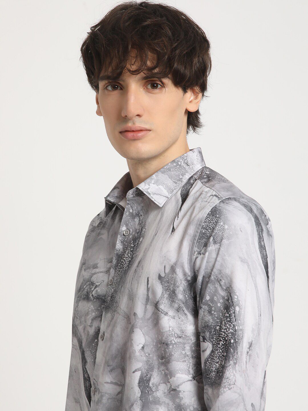 THE BEAR HOUSE Men's Printed Slim Fit Casual Shirt