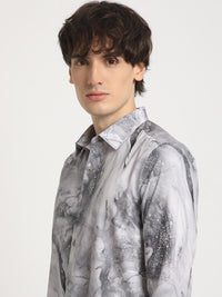 THE BEAR HOUSE Men's Printed Slim Fit Casual Shirt