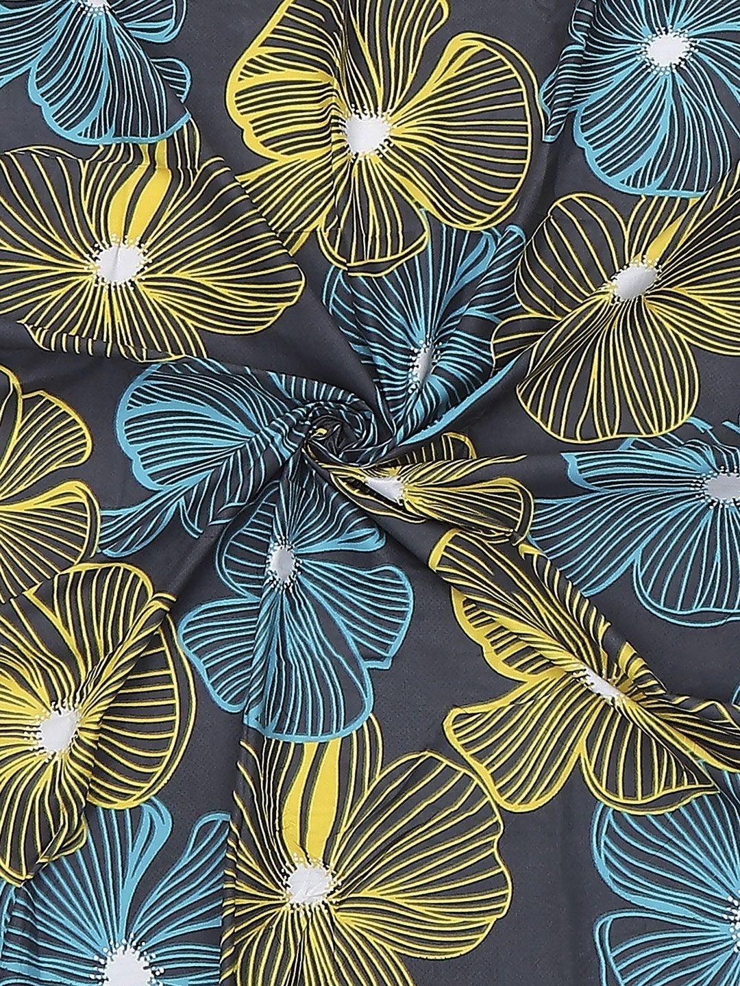 Monte Carlo Pixel Grey & Yellow Floral Printed 120 TC Single Bedsheet Set 1.52 m x 2.30 m