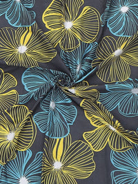Monte Carlo Pixel Grey & Yellow Floral Printed 120 TC Single Bedsheet Set 1.52 m x 2.30 m