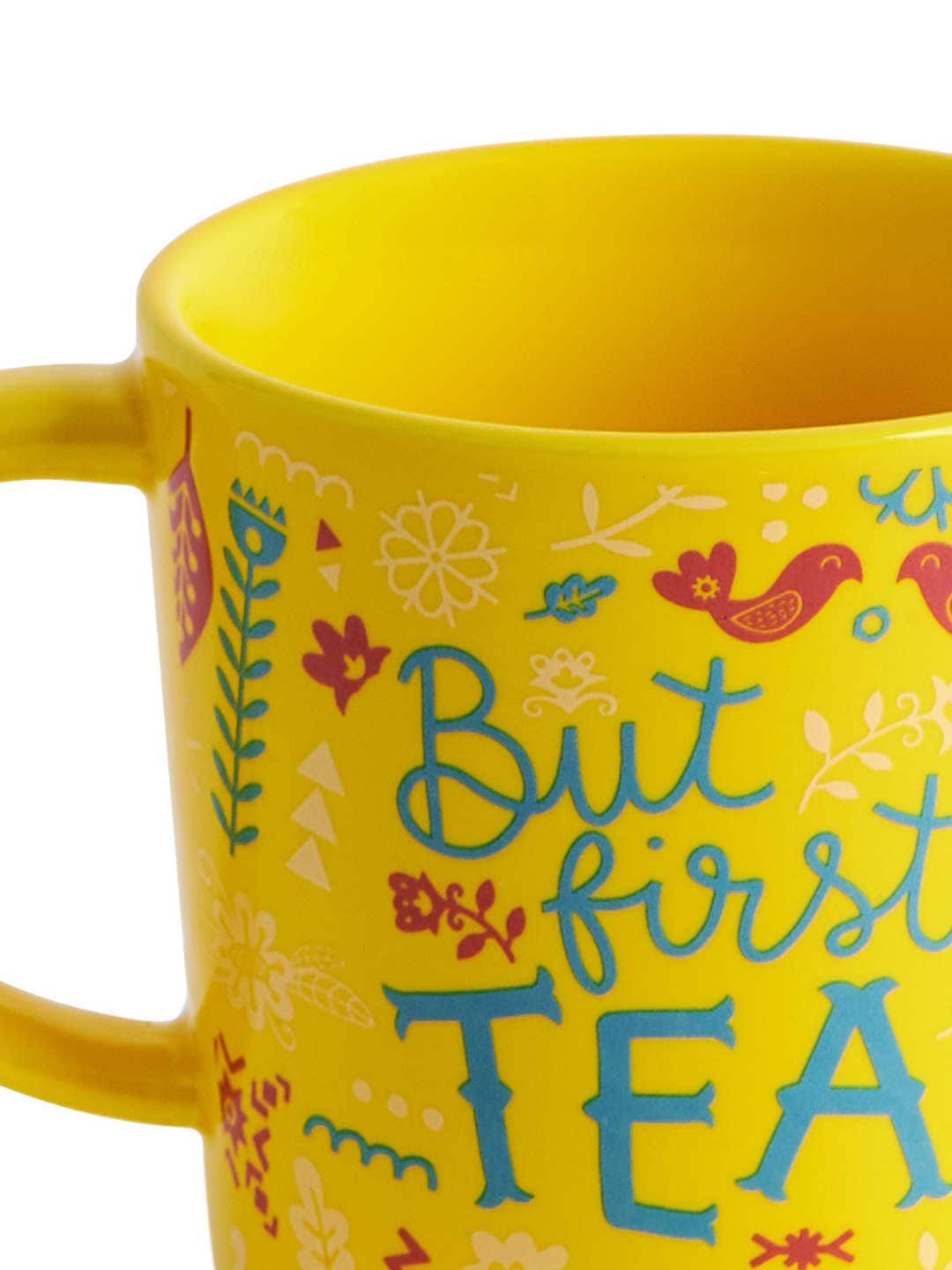 Chumbak Yellow Printed Ceramic Mug