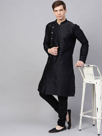 SOJANYA Lelaki Hitam Solid Kurta Lurus