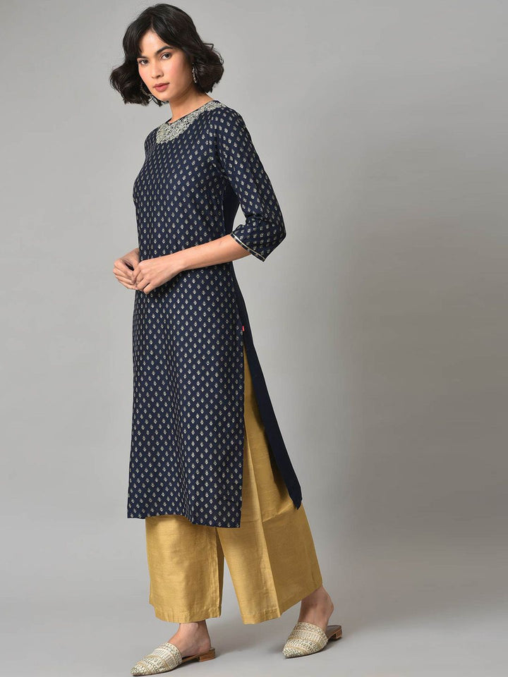 W Ethnic Motifs Printed Round Neck Kurta with Palazzos