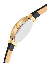 French Connection Women Black Embellished Dial & Black Leather Straps Analogue Watch