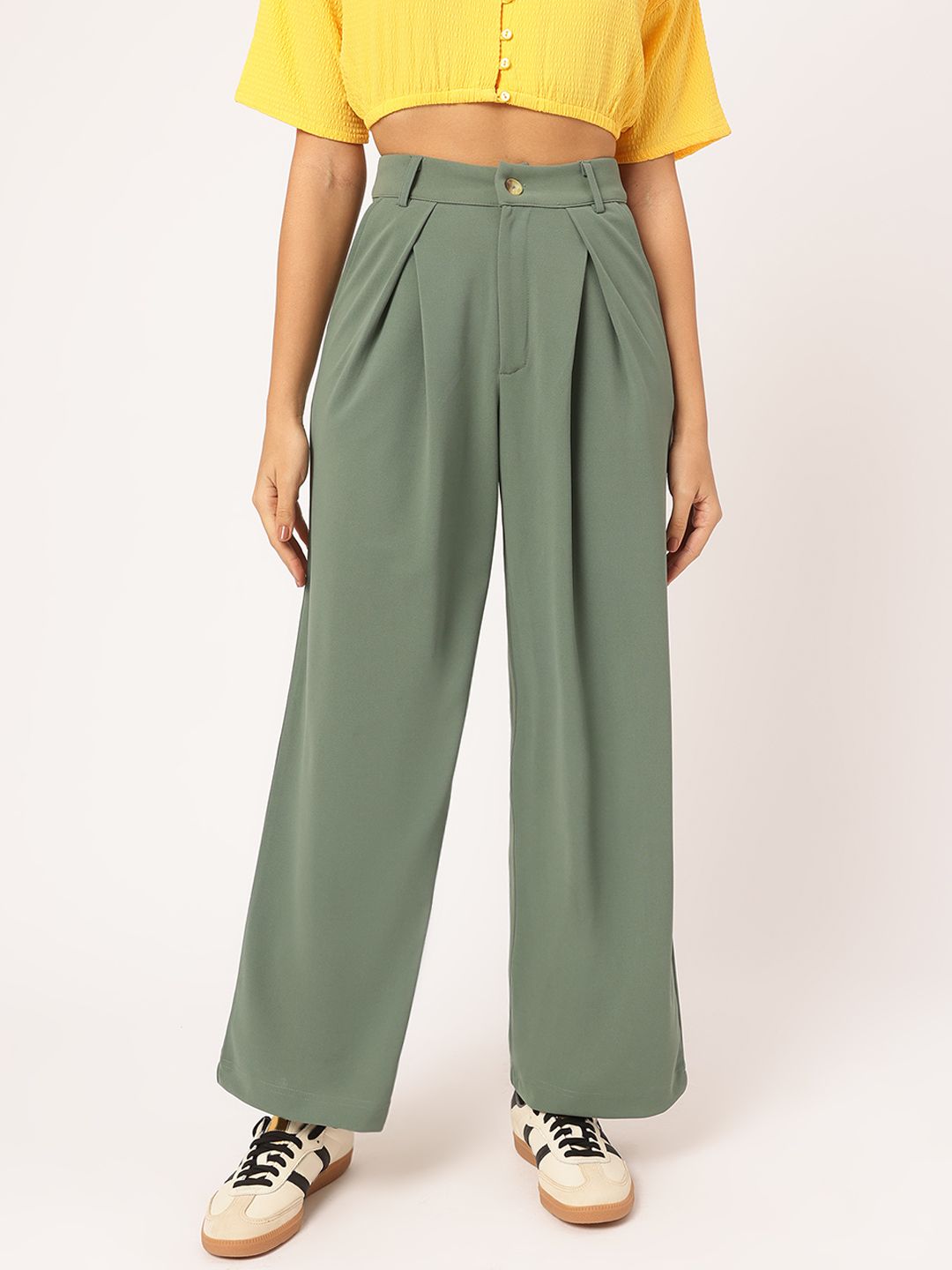 DressBerry Elevated Essentials High-Rise Pleated Parallel Trousers