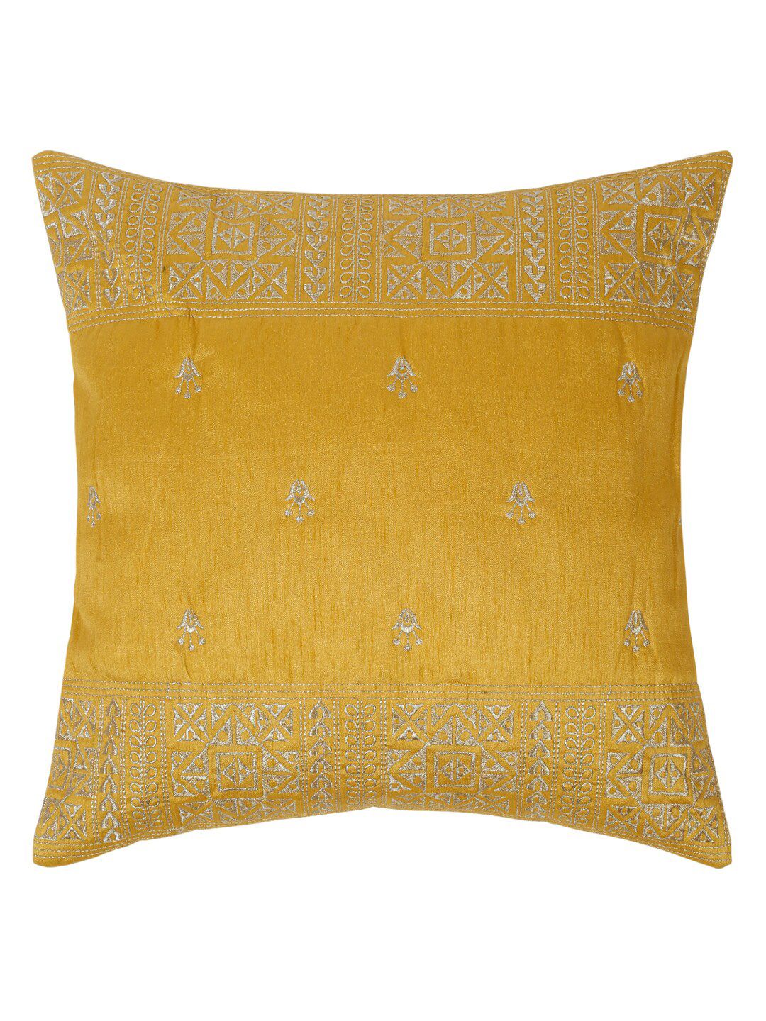 HOSTA HOMES Yellow & Gold-Toned 2 Pieces Ethnic Motifs Square Cushion Covers