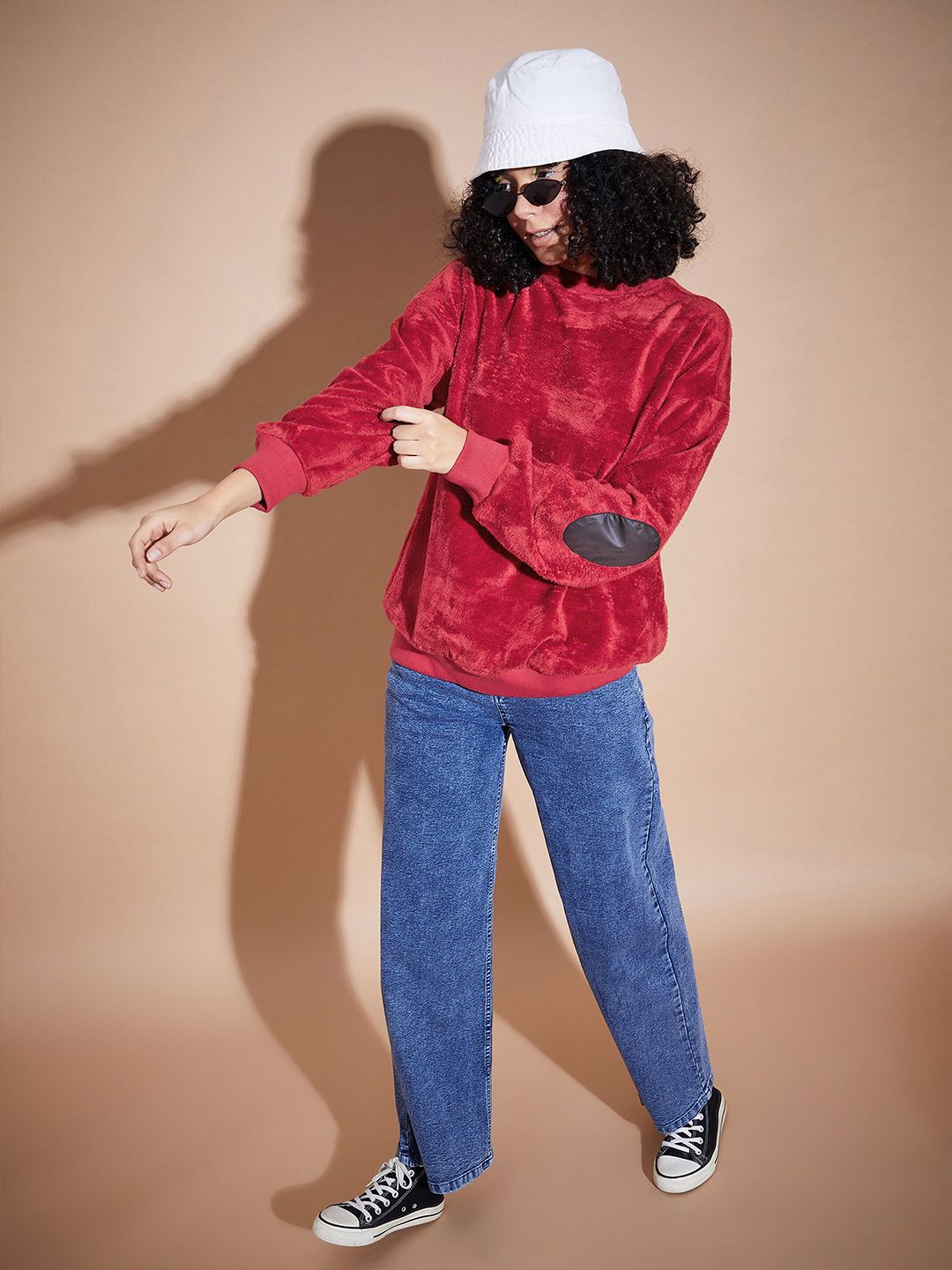 SASSAFRAS BASICS Round Neck Long Sleeves Oversized Fleece Pullover Sweatshirt