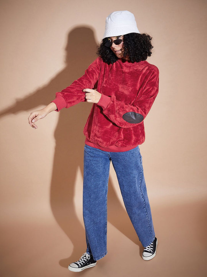 SASSAFRAS BASICS Round Neck Long Sleeves Oversized Fleece Pullover Sweatshirt