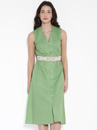 Rareism v Linen Linen A-Line Midi Dress