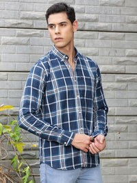 Thomas Scott Premium Slim Fit Tartan Checked Button-Down Collar Casual Shirt