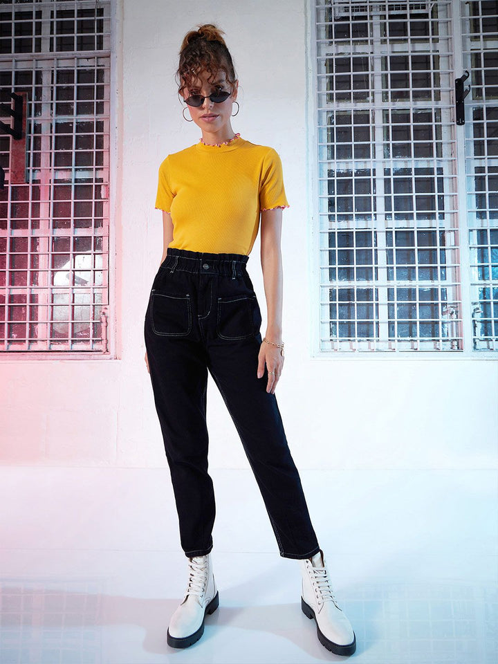 SASSAFRAS Mustard Yellow High-Neck Top