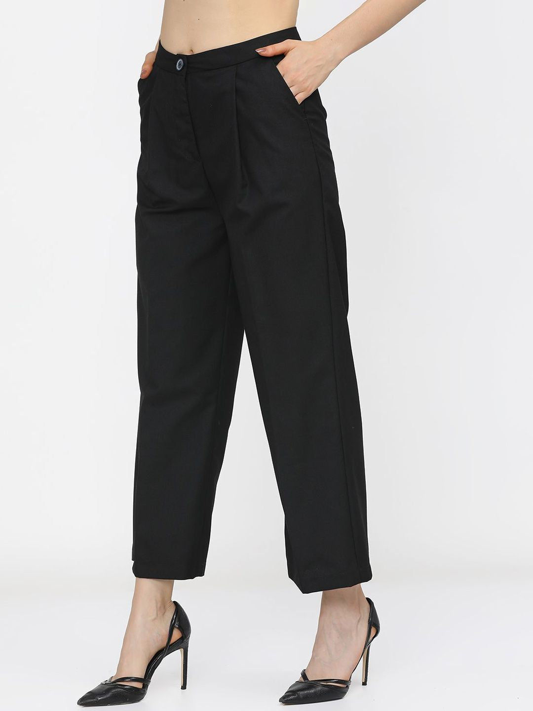Tokyo Talkies Women Flared Pleated Trousers