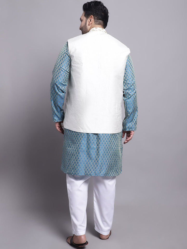 SOJANYA PLUS Woven Design Regular Kurta With Pyjamas & With Embroidered Nehru Jacket