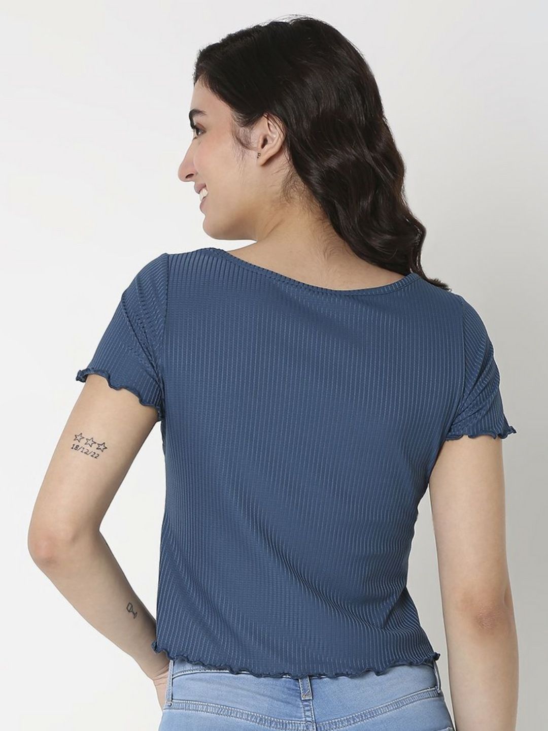 SPYKAR Women Henley Neck Pockets Slim Fit T-shirt