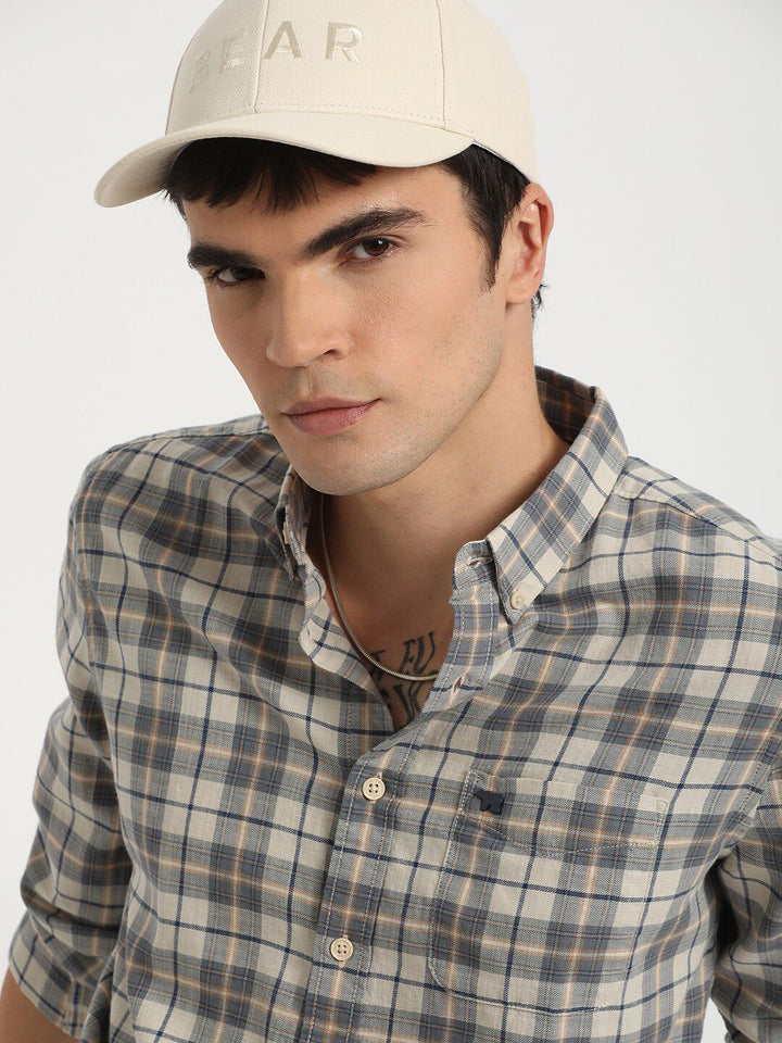 THE BEAR HOUSE Checked Slim Fit Pure Cotton Shirt