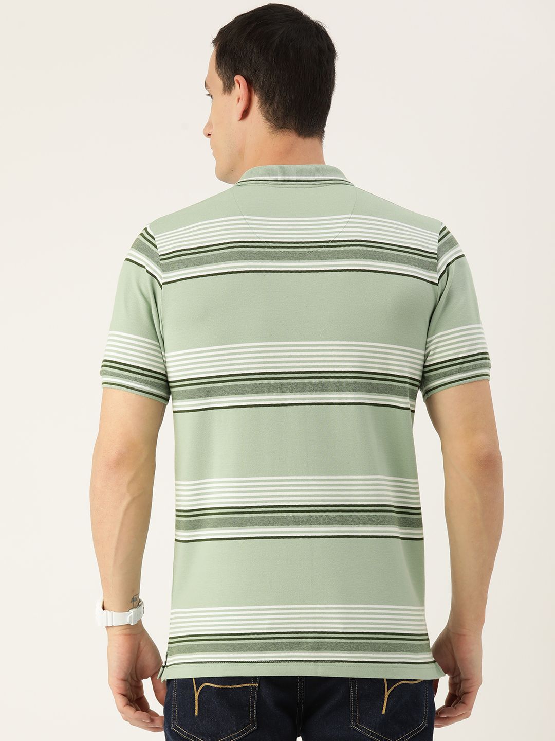 Monte Carlo Men Striped Polo Collar T-shirt