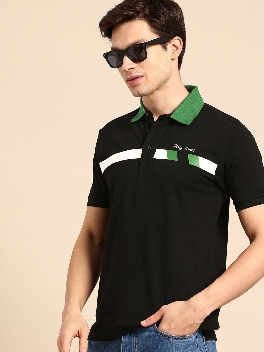 Being Human Printed Polo Collar Pure Cotton T-shirt