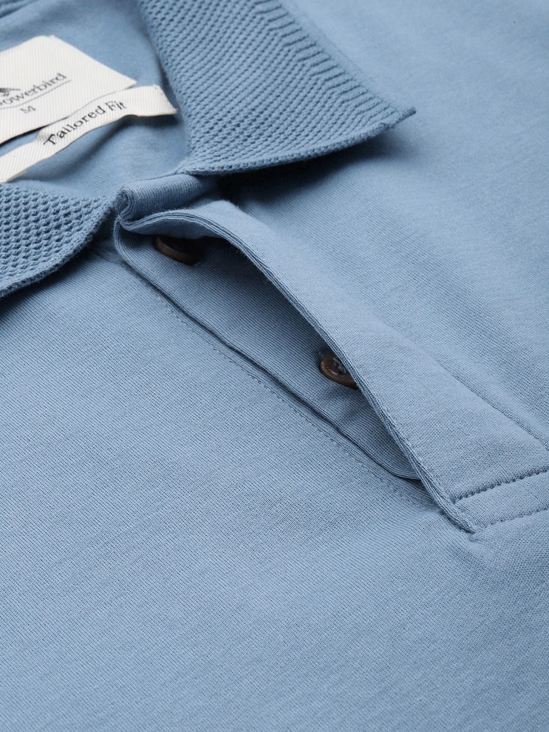 Mr Bowerbird Solid Tailored Fit Polo Collar Pure Cotton T-shirt